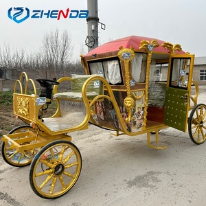 Carruaje Real Victoria con Caballos a la Venta/ Carroza Eléctrica Dorada con Caballos, Escultura Eléctrica, Carruaje Real - Product Image 4