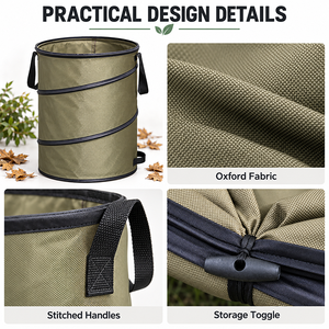 Sac de jardin pliable et robuste pour feuilles et déchets, conteneur réutilisable pour déchets de jardin avec poignées - Product Image 5