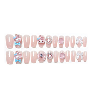 <span class=keywords><strong>Uñas</strong></span> Postizas Estilo Kawaii My Melody, Adhesivos de Manicura Bonitos, Material Plástico, Cobertura Completa, <span class=keywords><strong>Uñas</strong></span> Largas para Niñas - Product Image 6