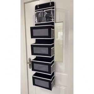 Wall Mount <b>Storage</b> for Bedroom Door 5-Shelf Foldable Hanging Clothing Organizer PVC Pocket Non-Woven Fabric Injection-Molded - Product Image 6