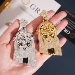 Nuevo Colgante de Moissanita VVS de Moda, Chapado en Oro, Plata de Ley 925, Colgante de Jesús con Incrustaciones de Moissanita Estilo Hip Hop, Certificado GRA - Product Image 6