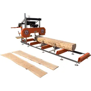 Portable band sawmill log saw machines 15hp engine with wheels
