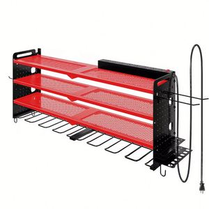 Organisateur de garage mural pour balais, outils de jardin et machines, idéal pour grandes armoires d'atelier et rangement mural - Product Image 5