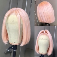 Perruque Bob Rose 13x4 HD Lace Frontale Cheveux Humains Pré-Pluckée avec Baby Hair Courte et Lisse Densité 180% pour Femmes Noires