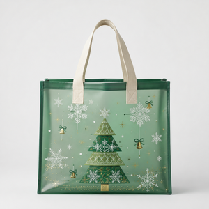<span class=keywords><strong>Borsa</strong></span> Tote in PVC Trasparente con Motivo Albero di Natale, Economica e Personalizzabile, Verde <span class=keywords><strong>Rosa</strong></span> Viola, per Viaggi, Spiaggia e Shopping - Product Image 1