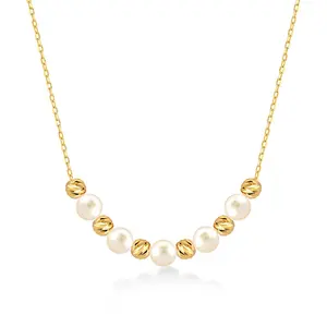Milskye high quality jewelry gold plated 18k silver 925 beads freshwater pearl charm necklace