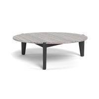 Table basse d'extérieur de luxe en aluminium au design français classique avec plateau en pierre pour salon de jardin