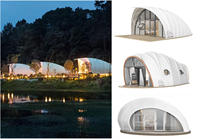 Struktur Tenda Kubah Membran Glamping Pod Dengan Rangka Baja & Penutup Atap PVDF untuk Retret Liburan Mewah
