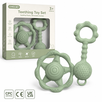 Set de 2 Juguetes de Dentición para Bebés, Sonajero de Silicona de Grado Alimenticio, Mordedor Libre de BPA, Forma de Rueda, Juguetes Sensoriales para Bebés de 3+ Meses, Venta al Por Mayor