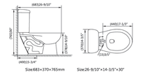 Kloset Duduk Keramik Modern Dual-Flush Model Persegi P-Trap Wash Down 2-Piece Floor Mounted Cyclone Flushing
