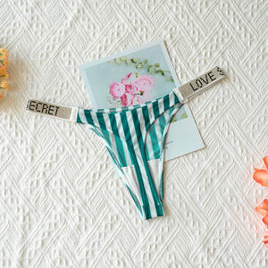 RTS sous-vêtement rayé taille basse diamant brillant <span class=keywords><strong>culotte</strong></span> Sexy imprimé femme <span class=keywords><strong>string</strong></span> léger G <span class=keywords><strong>String</strong></span> soyeux lenceria Lingerie - Product Image 4