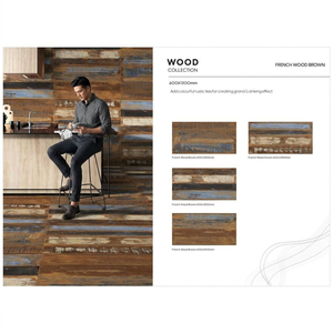 French Brown 600x1200mm Porcelain 60x120cm Wood Tiles Glossy 20mm Firebrick Outdoor Bathroom Decorative - Product Image 1