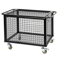 Chariot de rangement pour équipement sportif JH-Mech, roues, noir mat, cage verrouillable avec poignée surélevée, métal, chariot à roulettes pour le basketball