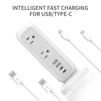 Multiprise intelligente Worldplug avec protection contre les surtensions, prise américaine, tour d'alimentation, rallonge avec prise USB