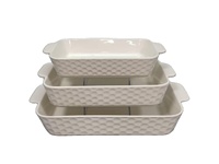 Ensemble de 3 plats en céramique JIUWANG pour four et table, plats ovales, plat à gratin en grès, plat à lasagna