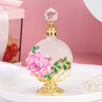 Bouteille de parfum en métal avec fleur de chrysanthème arabe verni, huile essentielle, flacon compte d'usine, dépoli, rechargeable, 30ml, n ° 30202