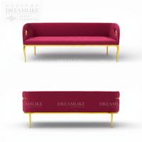 Canapé-banc moderne en velours fuchsia avec accoudoirs incurvés et pieds dorés, mobilier de salon pour événements et mariages, vente en gros d'usine, commande en gros, OEM ODM