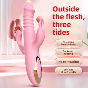 Masturbateur féminin pour adultes, bâton AV, vente en gros, lapin à trois têtes, électrique, en silicone <span class=keywords><strong>souple</strong></span>, réglable, vibrant et agrandi - Product Image 1