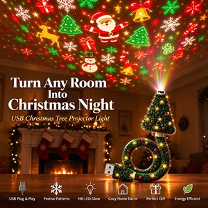 Christmas Tree <b>Light</b> Led Christmas <b>Projector</b> Creative Tree Design Santa Claus Pattern USB Port Powered Indoor Use for Gift Decor - Product Image 1
