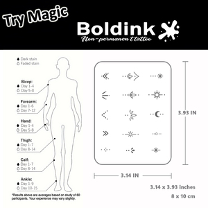 <span class=keywords><strong>Tatouage</strong></span> semi-permanent Boldink Noir Effet Peau de Peche, Symbole Doigt Lune Soleil Étoile, Art Corporel Imperméable Longue Durée 2 Semaines - Product Image 5