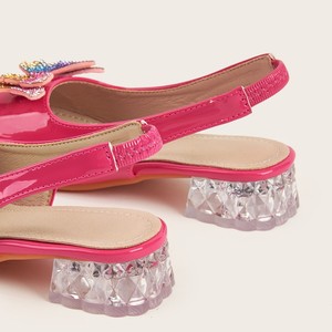 Sandalias de Tacón Grueso con Pedrería de Mariposa para Niñas, Zapatos de Vestir Versátiles para Fiestas de Verano para Niños - Product Image 4