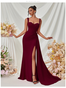 Nouvelle robe de soirée sexy à taille haute de style européen et américain, robe longue à col halter amincissante et à jupe ample pour femmes - Product Image 4