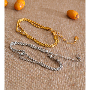 JINYOU 5155 Bracciale a Catena in Acciaio Inossidabile Placcato <span class=keywords><strong>Oro</strong></span> con Design Intrecciato per Gioielli Personalizzati alla Moda - Product Image 2