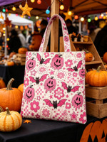 Sac fourre-tout en toile de coton réutilisable et écologique, couleur unie, grande capacité, pour femme, idéal pour les courses, les fêtes et Halloween