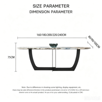 Table à manger moderne de luxe en pierre frittée durable, plateau en marbre Pandora gris veiné or, pieds en métal rectangulaires, mobilier de maison 6-8 personnes