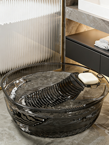 Ckiki <span class=keywords><strong>Bac</strong></span> à linge mural ovale moderne <span class=keywords><strong>en</strong></span> plastique avec planche à récurer, grande capacité 46 cm - Product Image 2