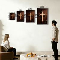 Lumière LED en forme de croix de Jésus de style religieux personnalisée, peinture à l'huile décorative en relief 3D, ornement suspendu au néon pour les murs d'entrée de la maison
