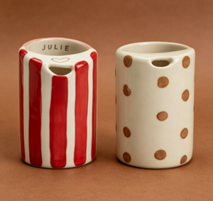 <span class=keywords><strong>Tazza</strong></span> in <span class=keywords><strong>Ceramica</strong></span> a Righe Fatta a Mano <span class=keywords><strong>con</strong></span> Cannuccia per Asporto - Product Image 3