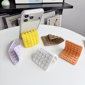 Multiple Colors Available Double-Sided Silicone Suction Cup <b>Foldable</b> Phone Holder Anti-slip Aluminum Alloy Core Stick <b>on</b> <b>Wall</b> - Product Image 3