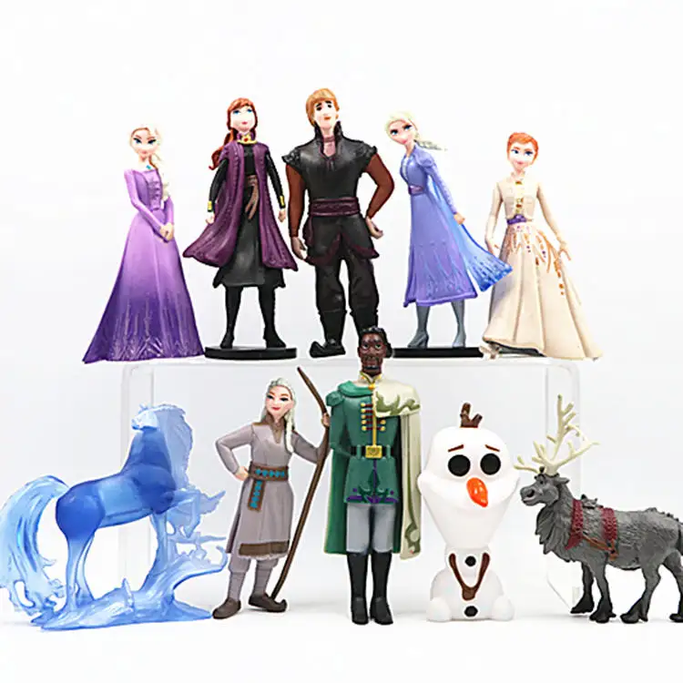 2020 Nieuwe 10 Stks/set 6-13Cm Fronze Sneeuw Witte Elsa Anna Pvc Cake Topper Prinses Meisje Figuur Pop Speelgoed Voor Kinderen Verjaardag