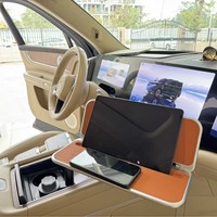 360 °   Support de véhicule rotatif multi-positions avec table pliante à 3 niveaux et miroir de maquillage, accessoires intérieurs de voiture en alliage d'aluminium, porte-gobelet