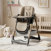 Chaise haute pliable pour bébé Vsuch avec panier de rangement, coussin en PU, chaise haute à roulettes pour l'alimentation des tout-petits, pour la maison et les restaurants