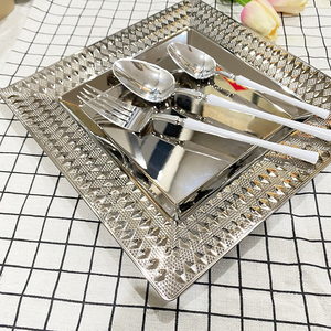 BPA miễn phí rèn thiết kế Dot rim nhựa tấm vuông tùy chỉnh màu sắc nhựa món ăn cho Đảng Wedding - Product Image 3