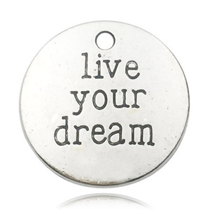 Colgantes de metal de aleación con letras inspiradoras grabadas en plata antigua para accesorios de fabricación de joyería DIY. - Product Image 6