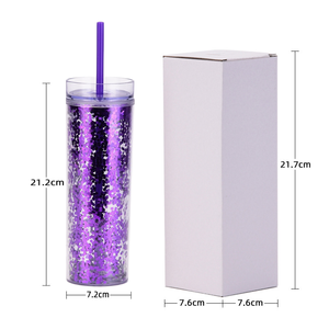 Copo de Plástico com Canudo Brilhante de 16oz Personalizável com Logo, Garrafa de Água Portátil para Homens e Mulheres - Product Image 2
