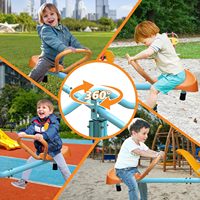 Balançoire à Bascule en Métal PE pour 4 Enfants, Personnalisée en Usine IUNNDS, Équipement de Jeu Extérieur Commercial à 360 Degrés pour Maternelle
