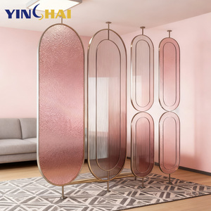 Divisorio in Vetro con Cornice Ovale in Acciaio Inossidabile di Lusso <span class=keywords><strong>per</strong></span> Soggiorno e Camera <span class=keywords><strong>da</strong></span> <span class=keywords><strong>Letto</strong></span>, Divisorio Girevole - Product Image 1