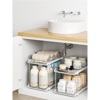 Étagère de rangement double couche pour cuisine, boîte de rangement transparente magnétique en PET, tiroir de bureau multicouche, support pour évier de cuisine
