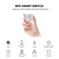 Article populaire 16A avec ligne de phase et ligne neutre, commande vocale, contrôle bidirectionnel, interrupteur intelligent Wi-Fi Tuya Mini 1 canal PST-AP-SMT