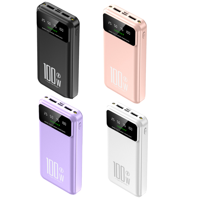 Customized Slim PD 22.5W 20000mAh Power Bank with 2 USB Fast Chargers and LED Display for Mobile Phones