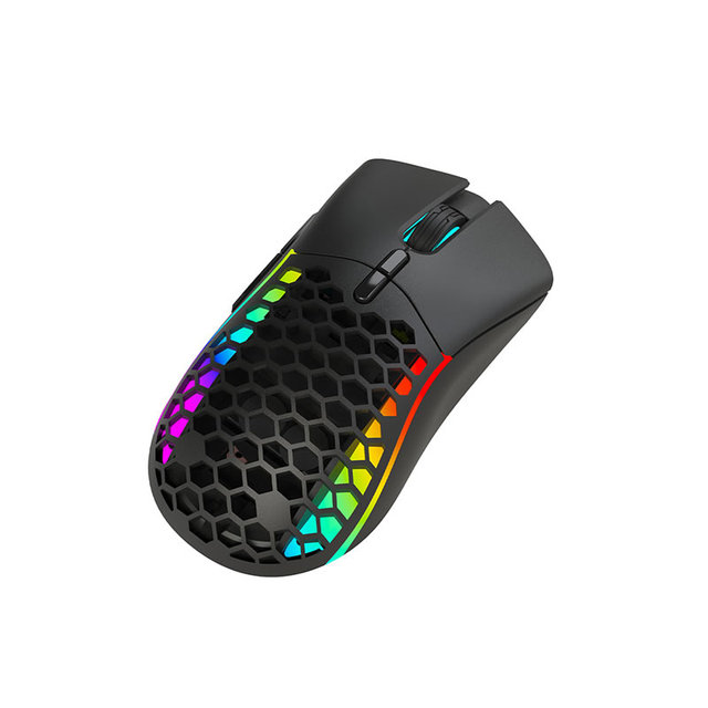 GMW-016P 7D Ergonomic RGB Gaming Mouse Comfortable Honeycomb Design with Wired+Wireless Type C Charging Shell Changeable