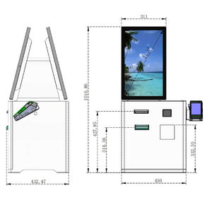 Máy tính để bàn màn hình cảm ứng hai mặt tự phục vụ cảm ứng thanh toán đồng xu Dispenser ATM kiosk với hóa đơn và đồng xu chấp nhận mxn - Product Image 5