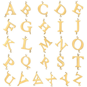 Conectores de Letras de 15 mm |   Dijes de Letras del Alfabeto con Doble Orificio, Chapados en Oro PVD de 18K, de Acero Inoxidable, para Fabricación de Joyería DIY - Product Image 1