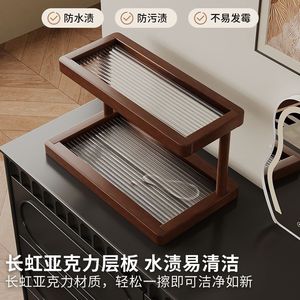 Two Tier Desktop <b>Shelf</b> for Cups Teaware Rectangle Standing Type with Drainage Tray Easy Assembly for Living Room or Office Use - Product Image 5