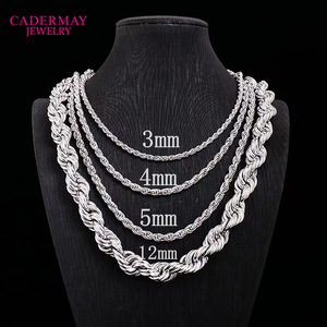 Cadermay Jewelry Silver Twisted <b>Rope</b> <b>Chain</b> Necklace 3mm 4mm 5mm 12mm Multi Layer Fashion <b>Chain</b> For Men Women - Product Image 1