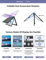 Moniteur portable triple pliable 18,5 pouces 1080P IPS LCD avec extension double écran USB-C pour ordinateurs portables et jeux